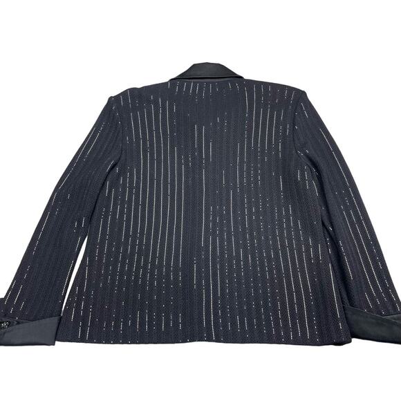 ST. JOHN COLLECTION Evening Paillette Striped Jacket Sz 6 Black - Picture 9 of 10